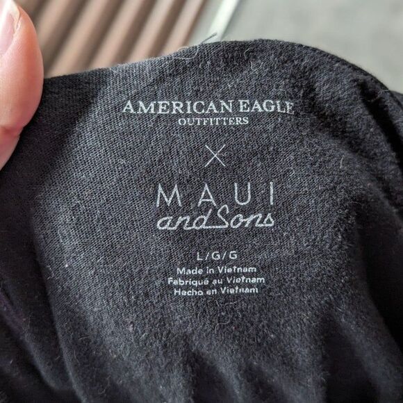 American Eagle Outfitters x Maui and Sons XL Black Logo Hoodie w Front Pocket - Picture 6 of 7
